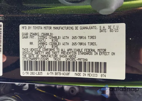 2023 Toyota Tacoma Trd Pro из США, поврежденный, VIN 3TYCZ5AN5PT133245